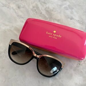 Kate Spade Black and Gold Sunglasses with Pink Case